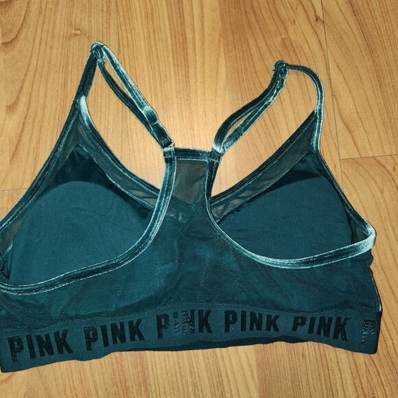 PINK ULTIMATE LIGHTLY-LINED VELVET SPORTS BRA Victorias Secret Teal Blue - Picture 3 of 7